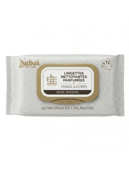 Lingettes nettoyantes parfumées - Visage et corps - Musc Intense 0% alcool - Dubai Style